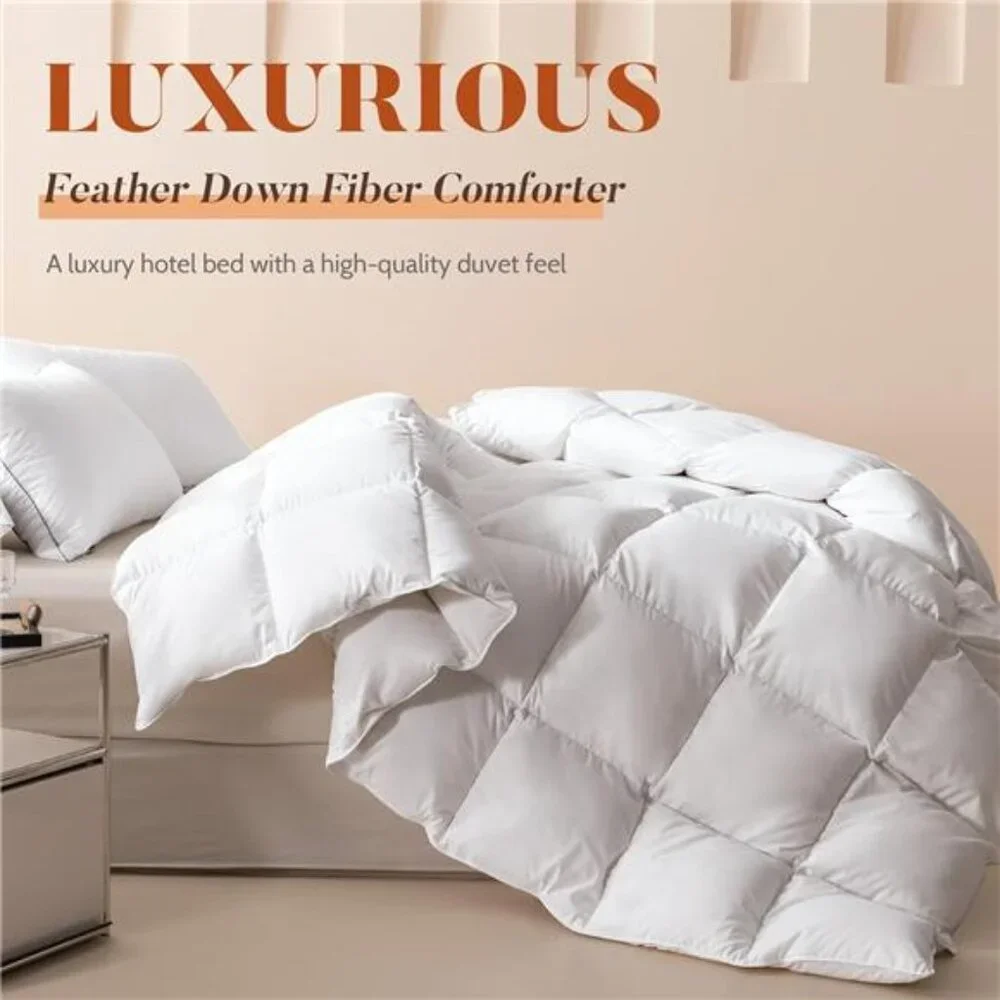 Queen Size Feather Down Fiber Comforter Ultra Fluffy Duvet Insert